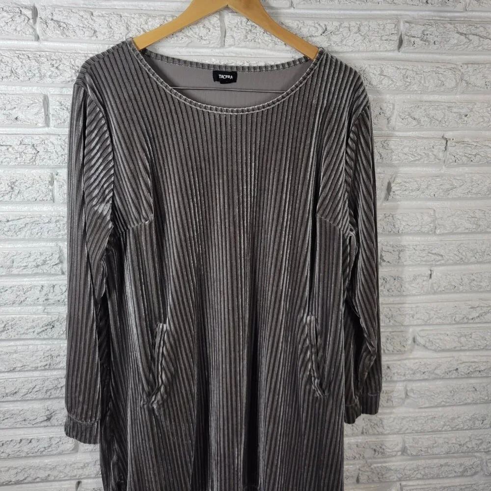 Tacera Womens Swim Coverup 2X Plus Robe Dress Gray Velour Soft Comfy SWE102E